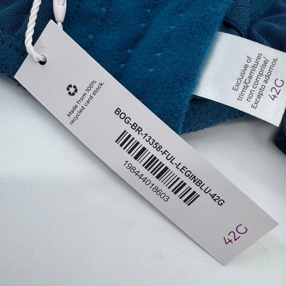 Adore Me Full Coverage Bra Teal Blue Lace Trim Underwire Support Sz 42G New‎
